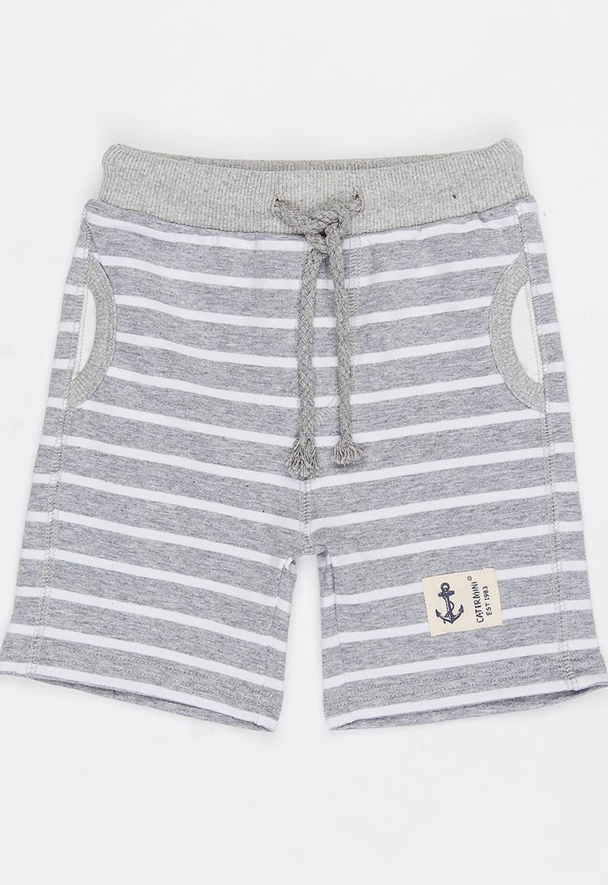 Pop Candy - Boys Stripe  Fleece Shorts Grey