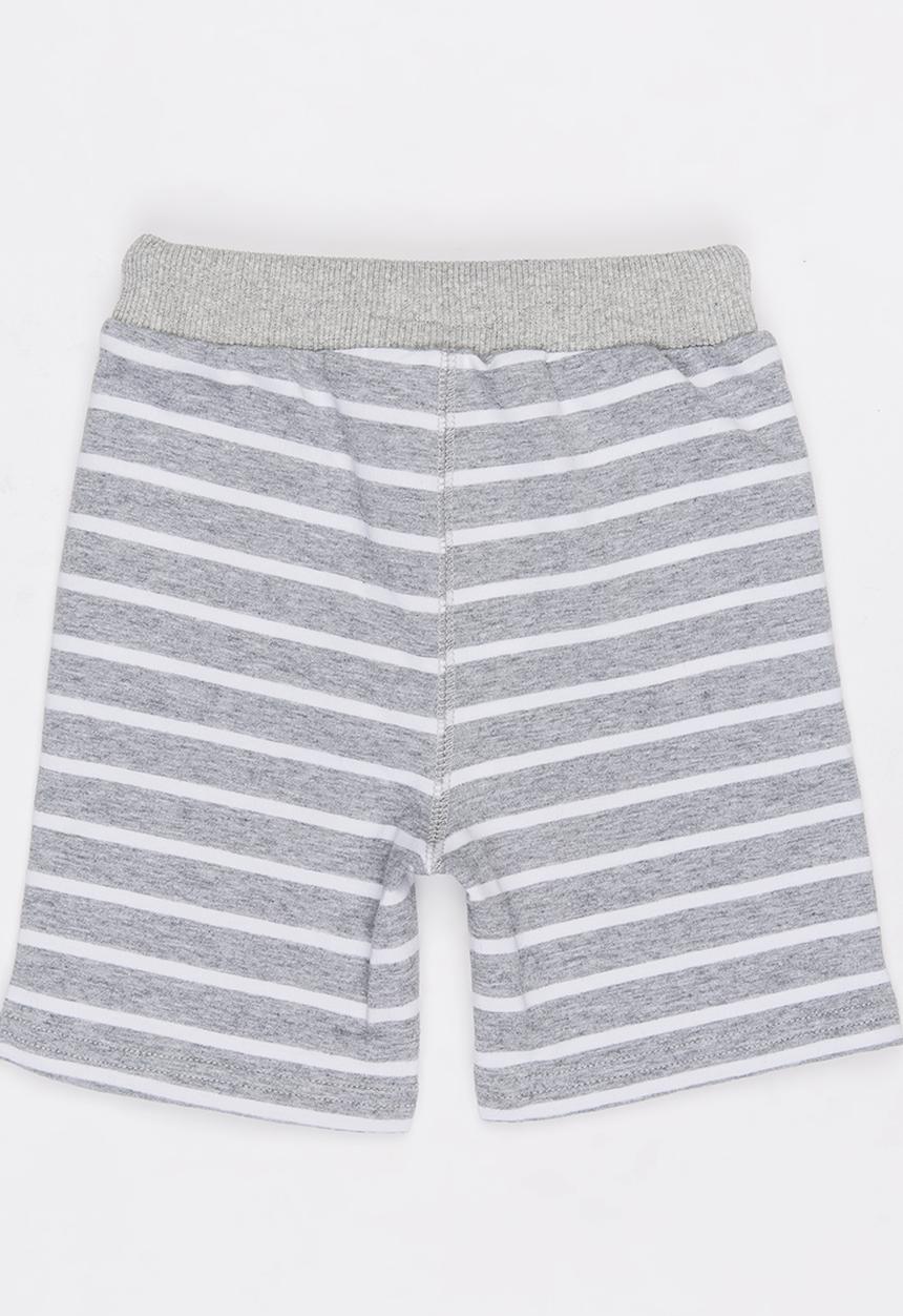 Pop Candy - Boys Stripe  Fleece Shorts Grey