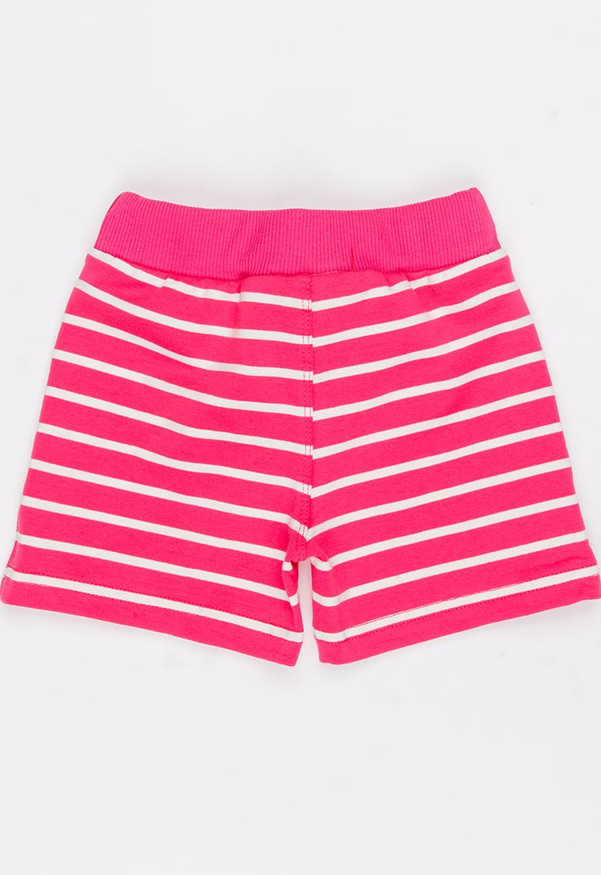 Pop Candy - Girls Stripe Shorts Dark Pink