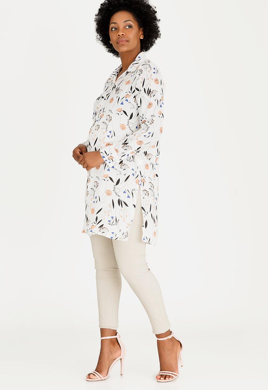 edit Maternity - Longer Length Chiffon Shirt Floral