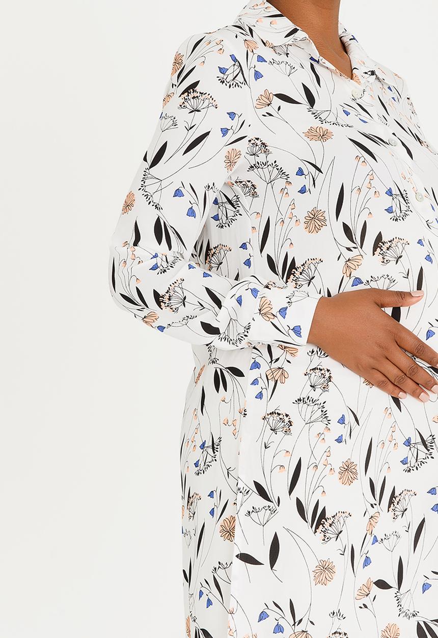 edit Maternity - Longer Length Chiffon Shirt Floral