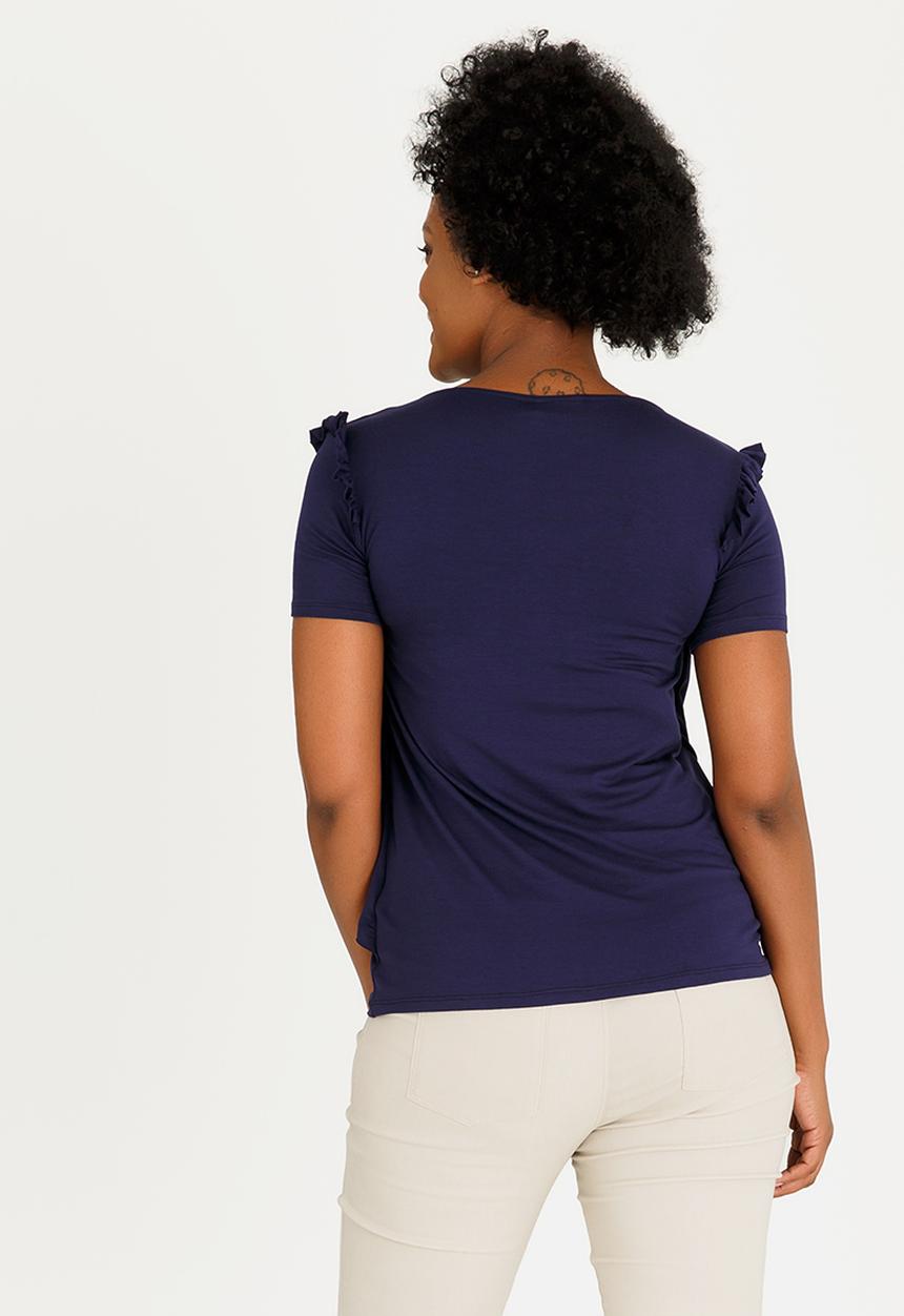 edit Maternity - Frill Detail Nursing Top Navy