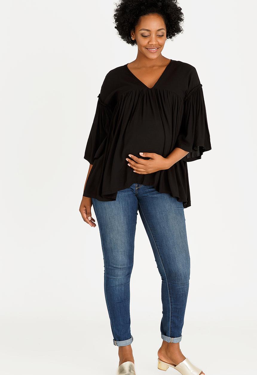 edit Maternity - Flowy Boho Top Black