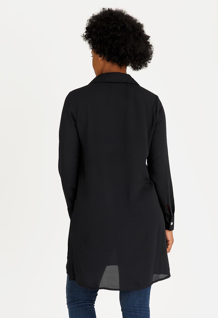 edit Maternity - Longer Length Chiffon Shirt Black