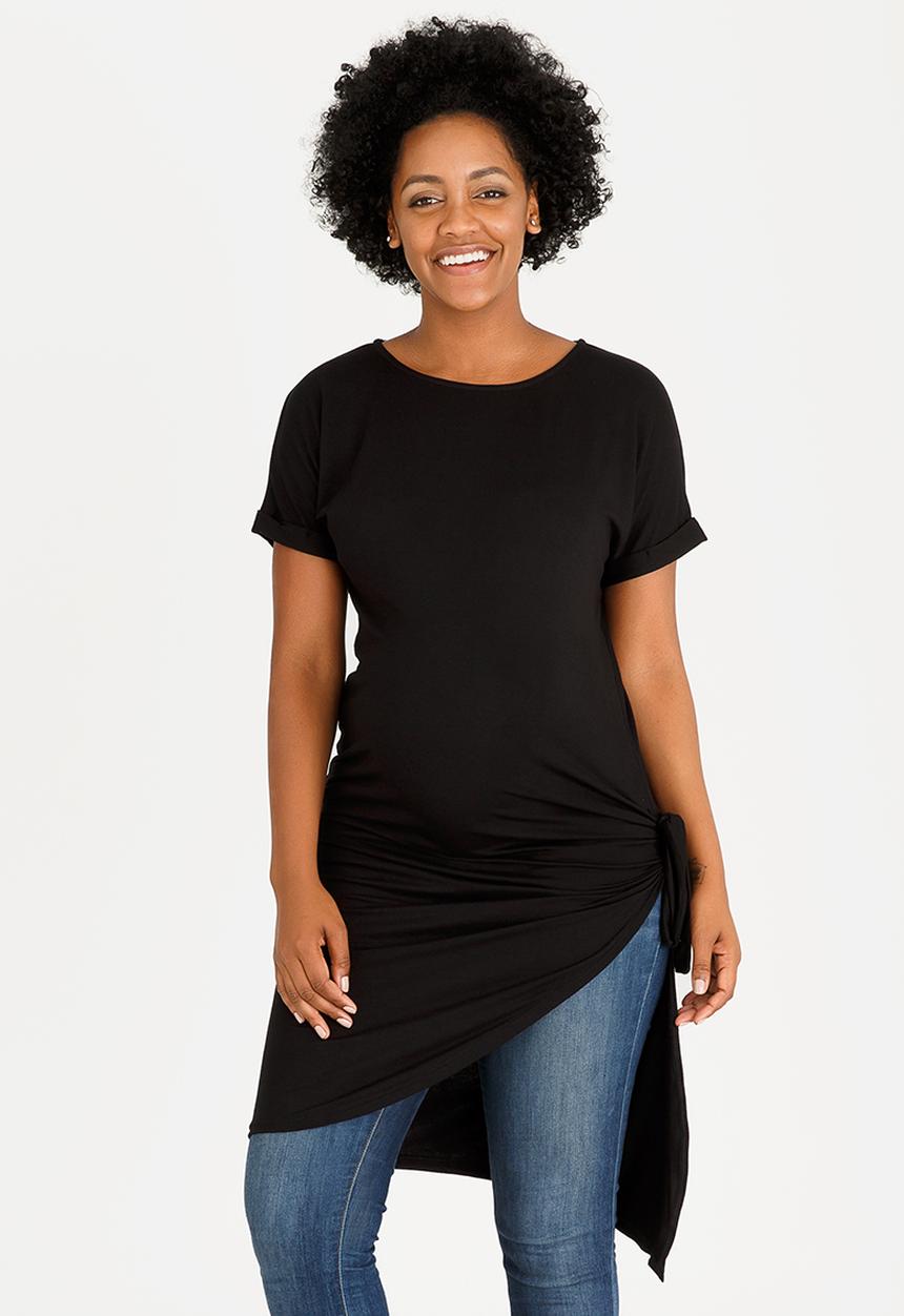 edit Maternity - Longer Length Tunic with Side Tie Black