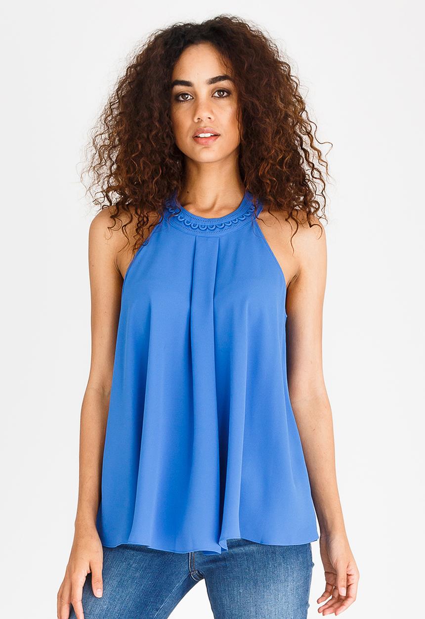 edit - Halter Neck Top with Trim Blue