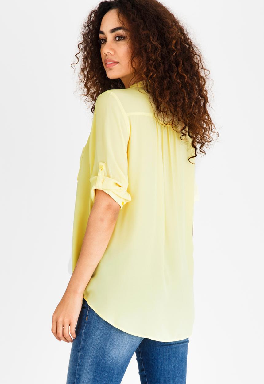 edit - Blouse with Turn Up Sleeves Yellow