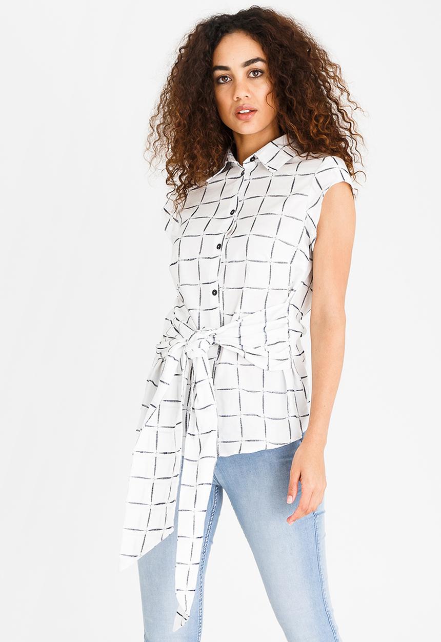 edit - Tie-Up Shirt Black and White