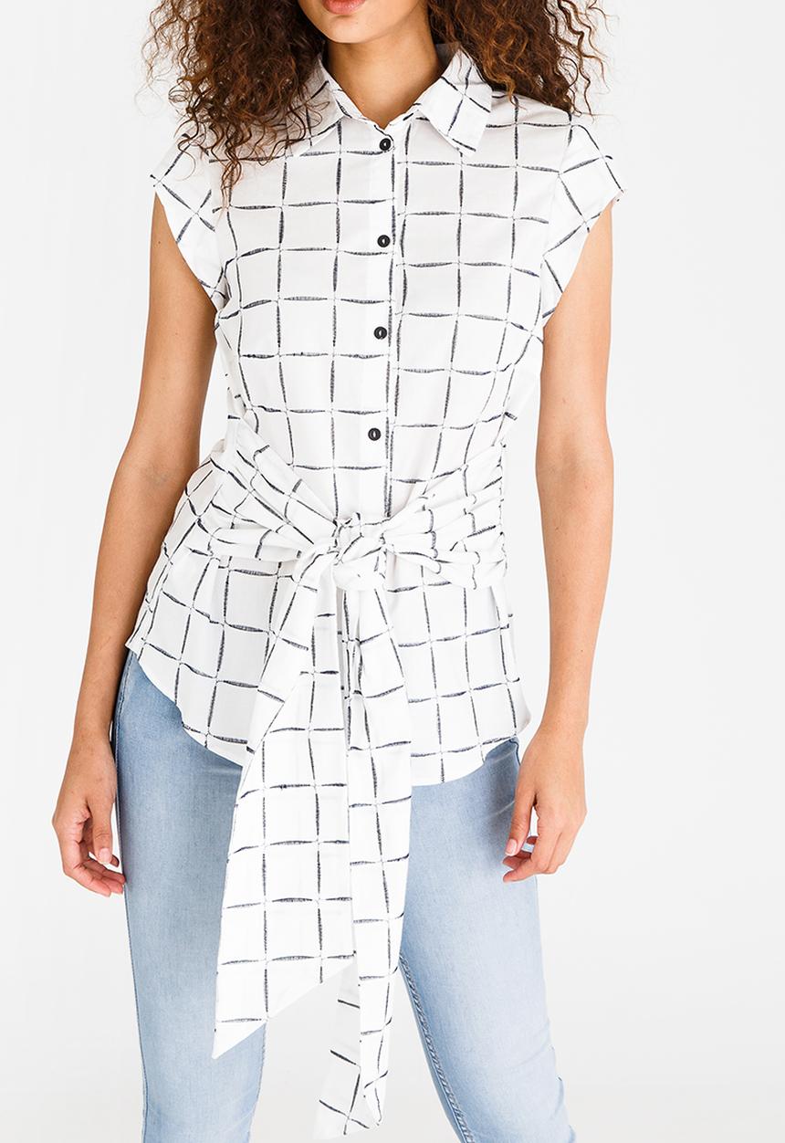 edit - Tie-Up Shirt Black and White