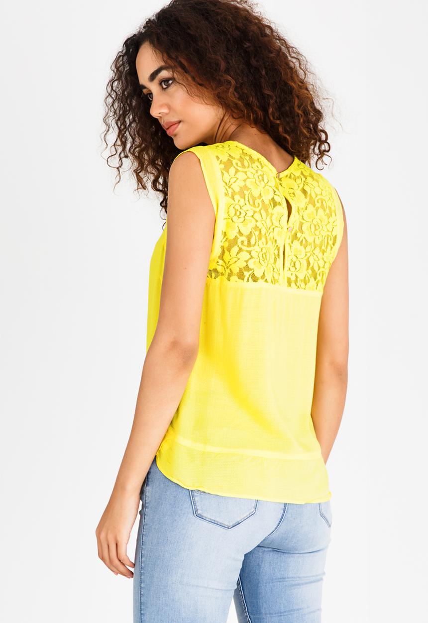 edit - Lace Back Sleeveless Top Yellow