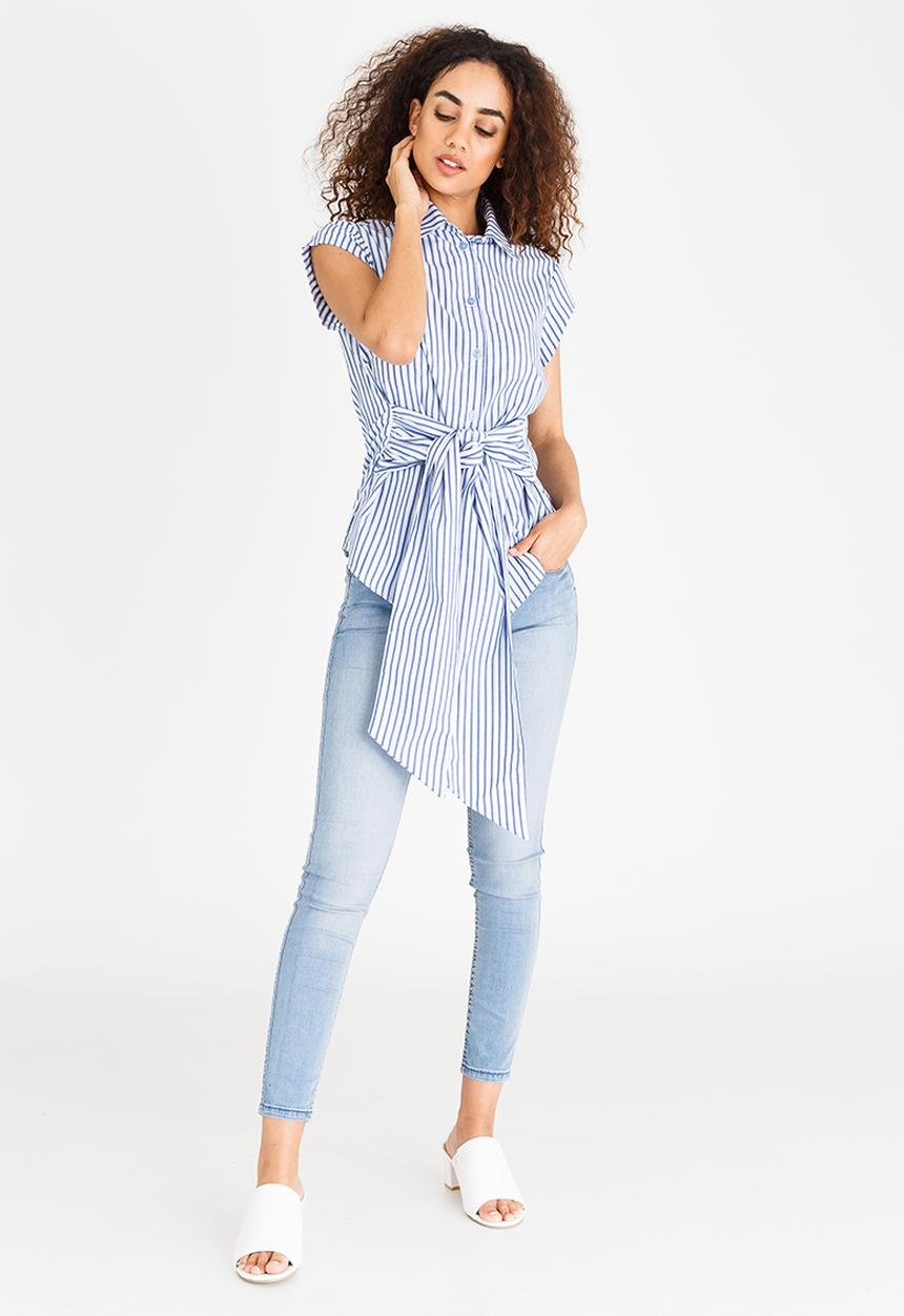 edit - Tie-Up Shirt Blue and White