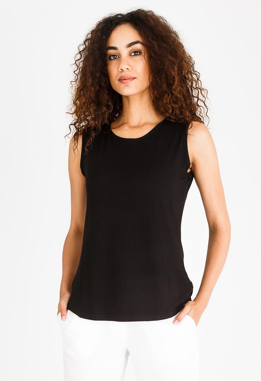 edit - Sleeveless Lace Inset Top Black