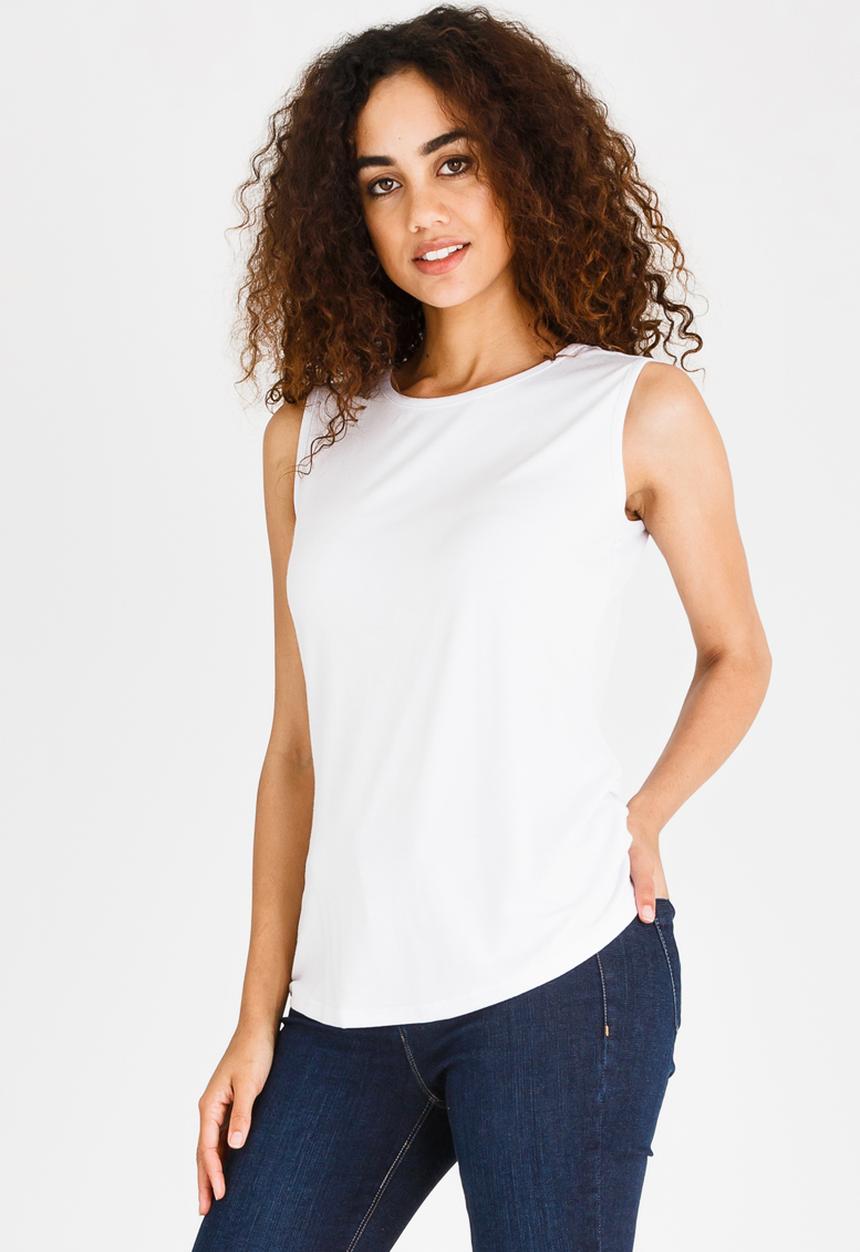 edit - Sleeveless Lace Inset Top White