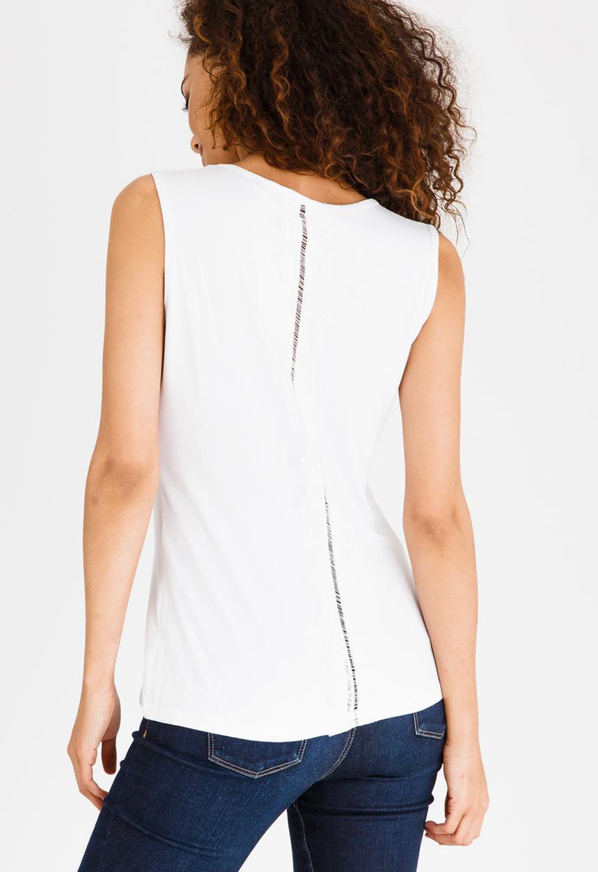 edit - Sleeveless Lace Inset Top White