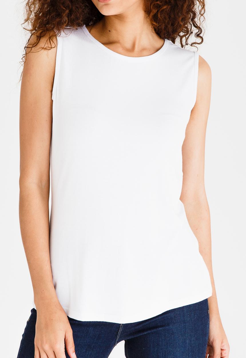 edit - Sleeveless Lace Inset Top White