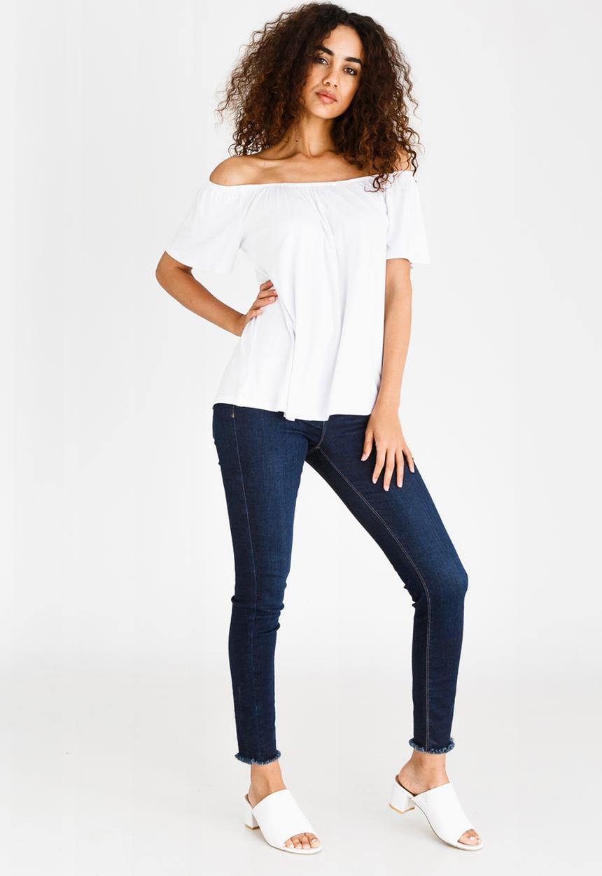 edit - Off-the-shoulder Swing Top White