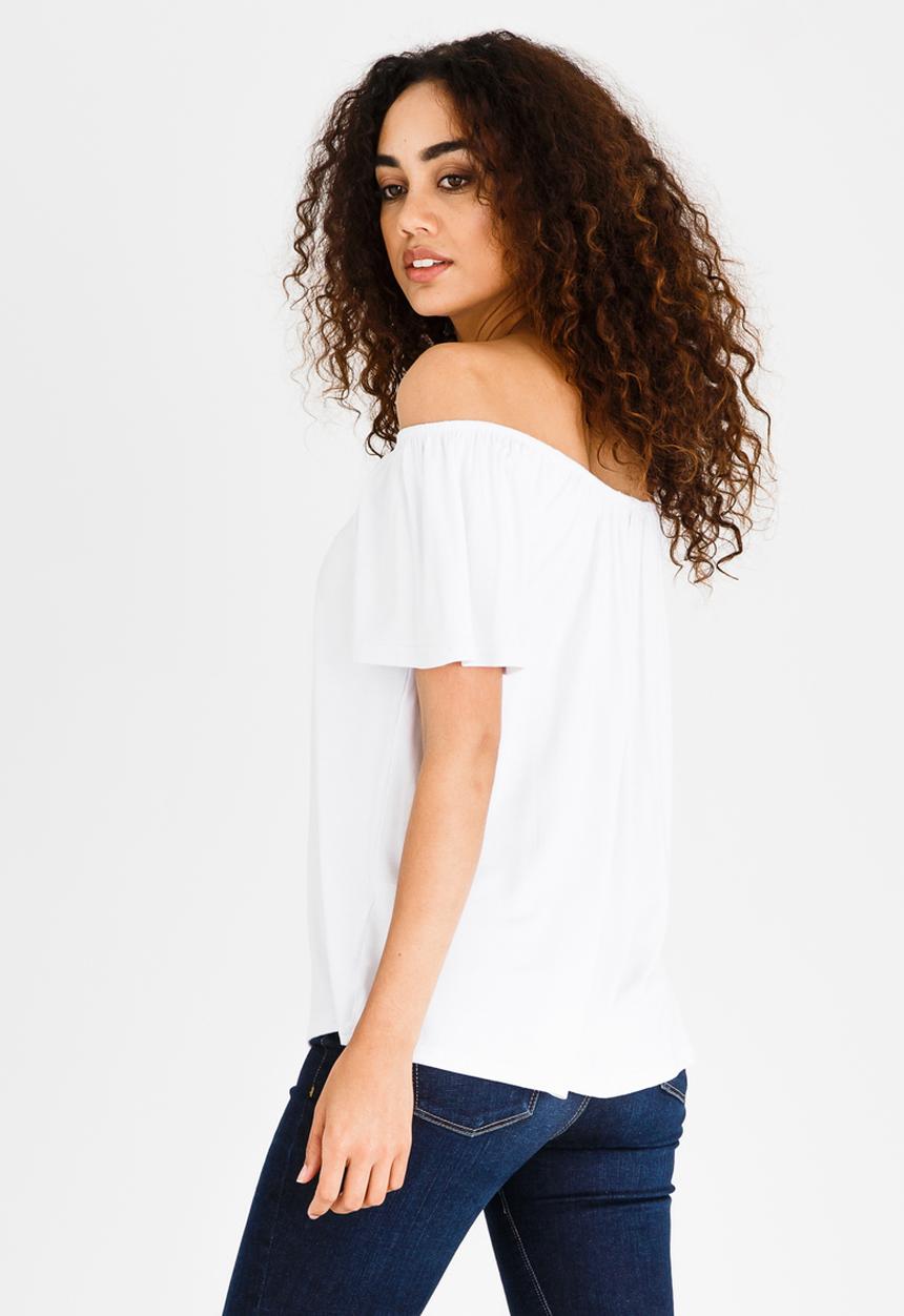 edit - Off-the-shoulder Swing Top White