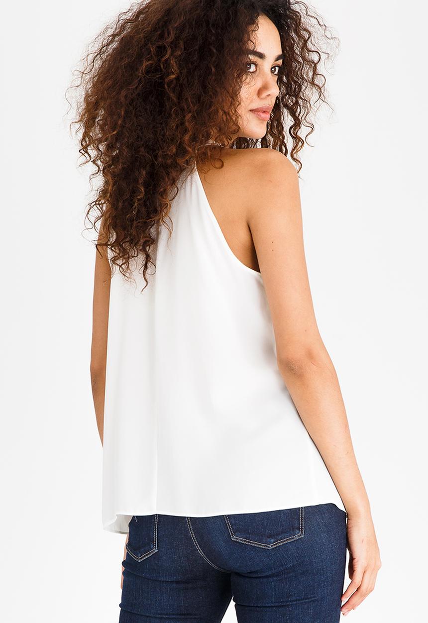 edit - Halter Neck Top with Trim Off White
