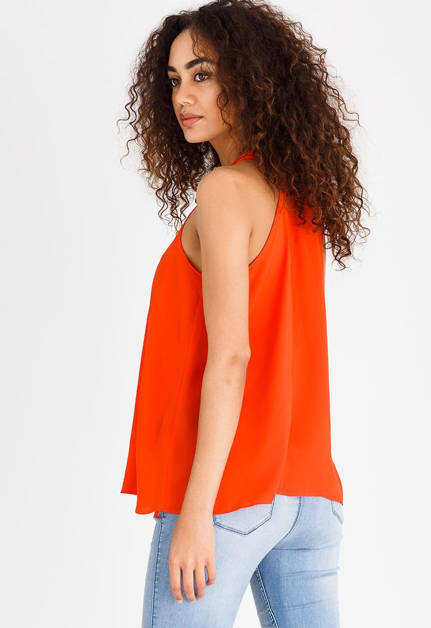 edit - Halter Neck Top with Trim Orange