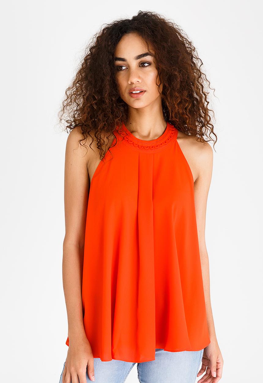 edit - Halter Neck Top with Trim Orange