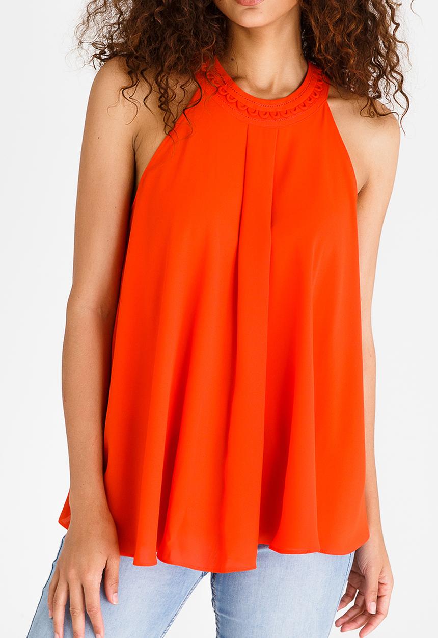 edit - Halter Neck Top with Trim Orange