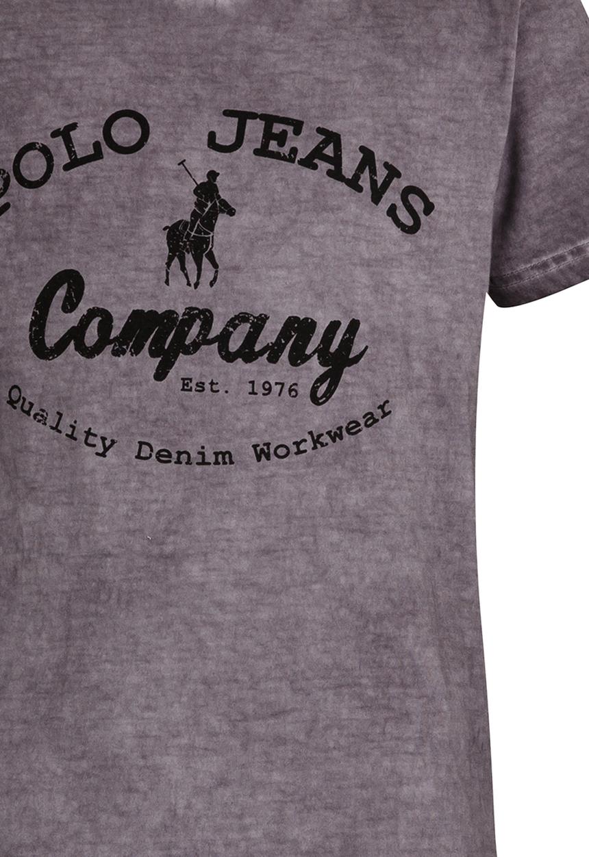 POLO - Printed Pigment Wash Tee Charcoal