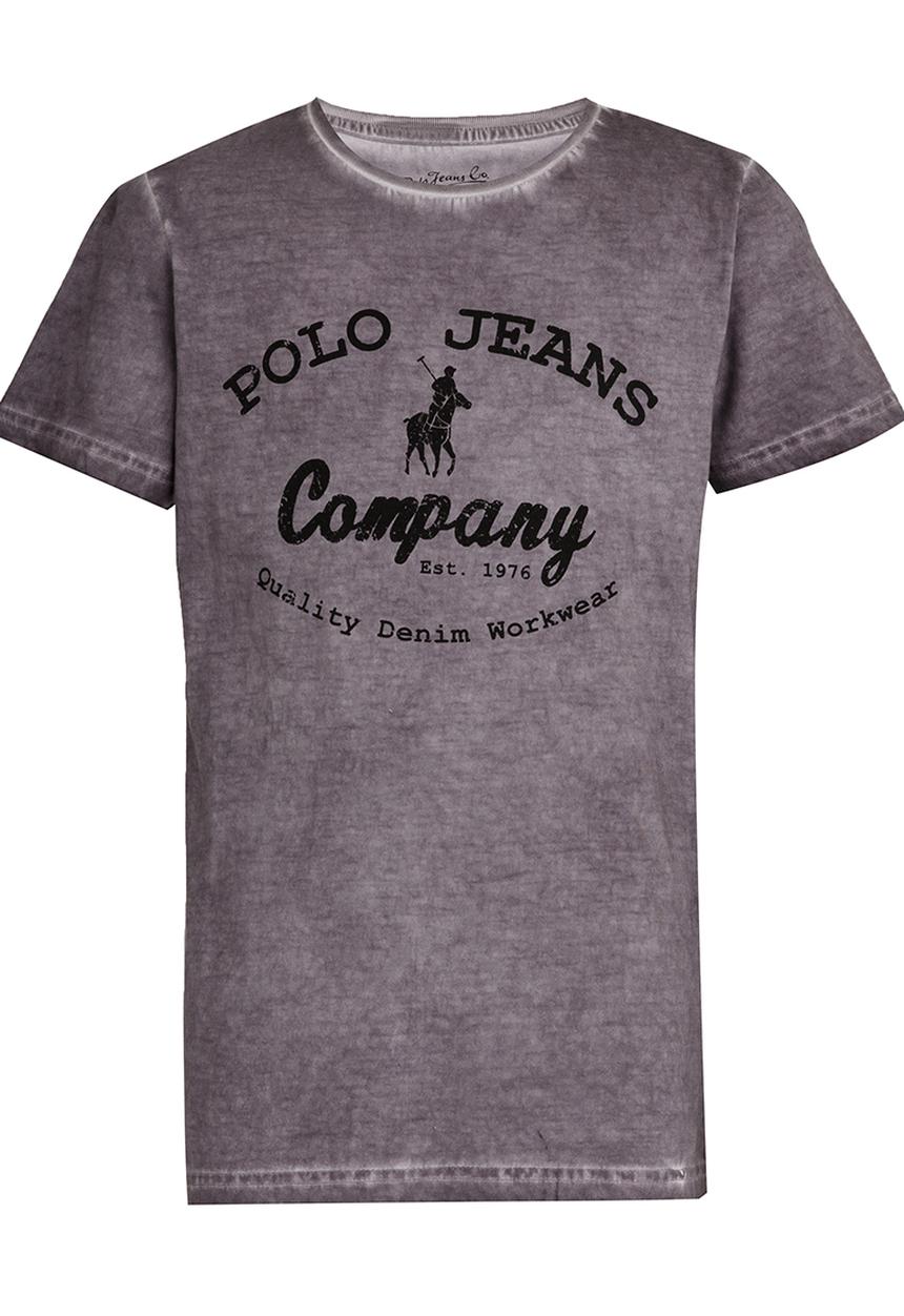 POLO - Printed Pigment Wash Tee Charcoal