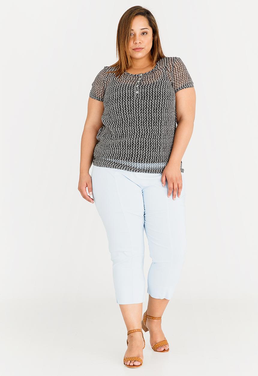 edit Plus - Printed Button Blouse Black and White