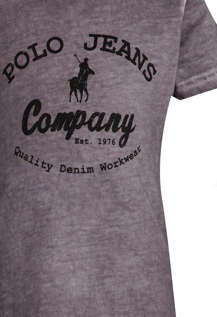 POLO - Printed Pigment Wash Tee Charcoal