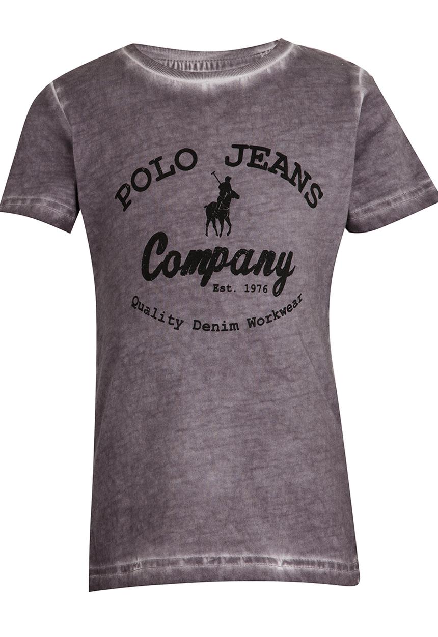 POLO - Printed Pigment Wash Tee Charcoal