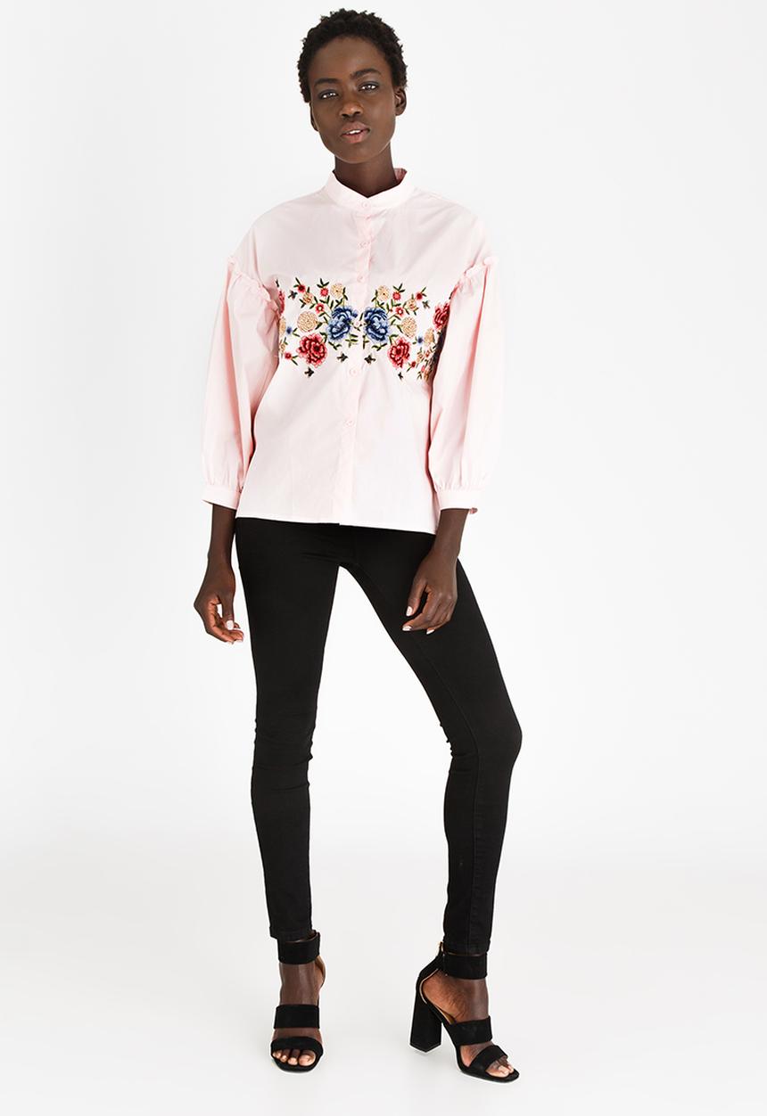 STYLE REPUBLIC - Embroidered Shirt Pale Pink
