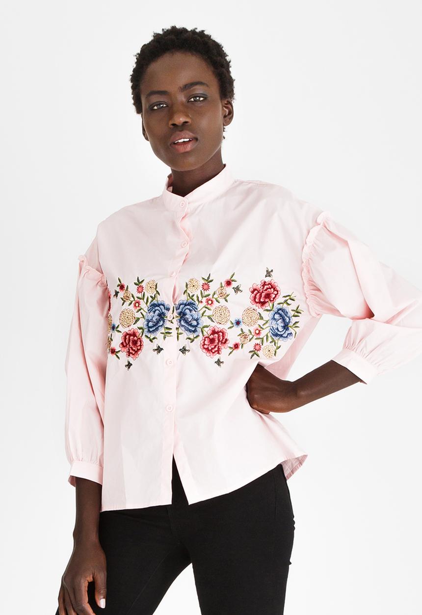 STYLE REPUBLIC - Embroidered Shirt Pale Pink