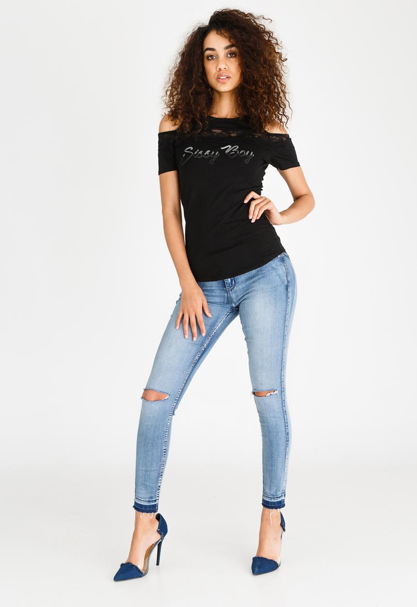 SISSY BOY - Cold Shoulder Top Black