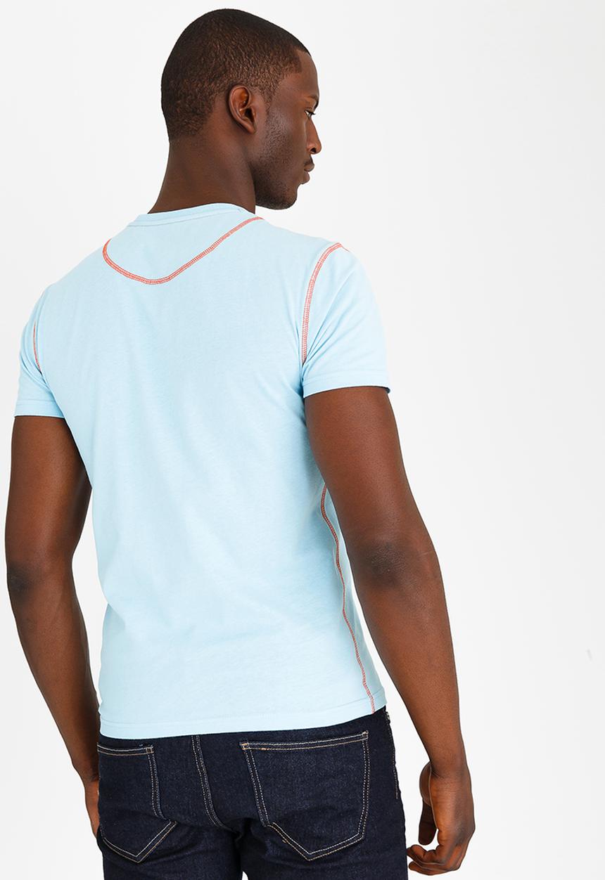 POLO - Distressed Print T Shirt Blue