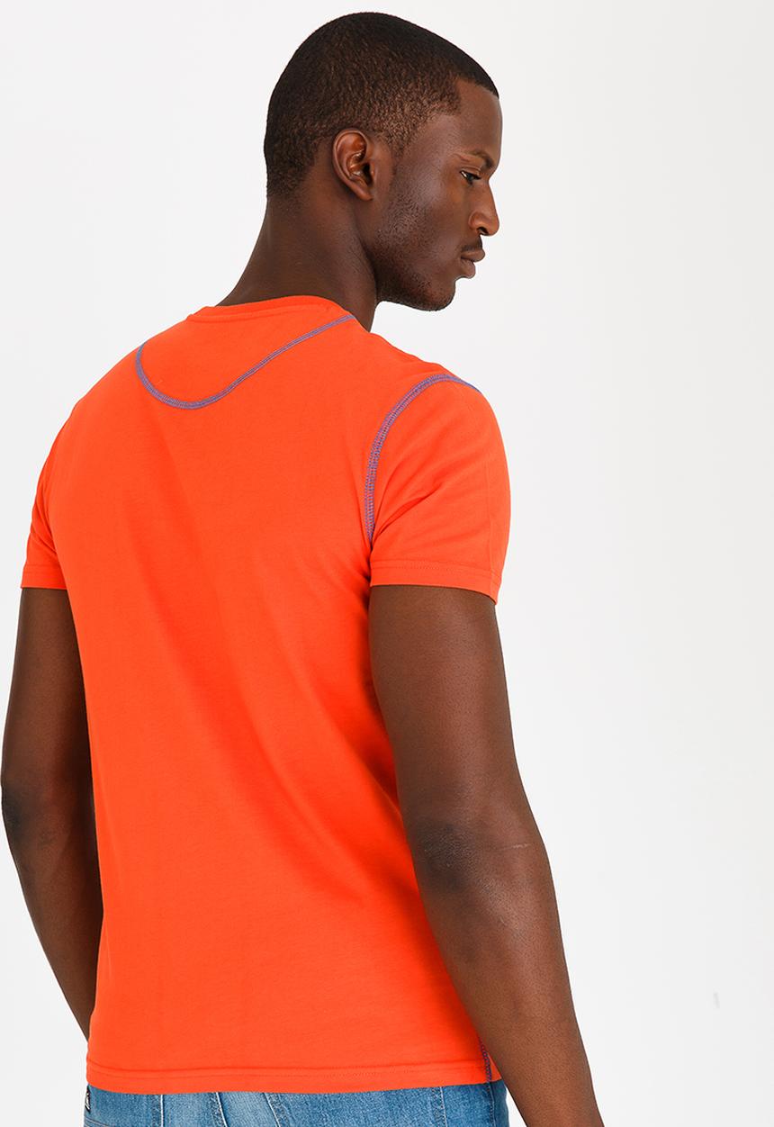 POLO - Distressed Print T Shirt Orange