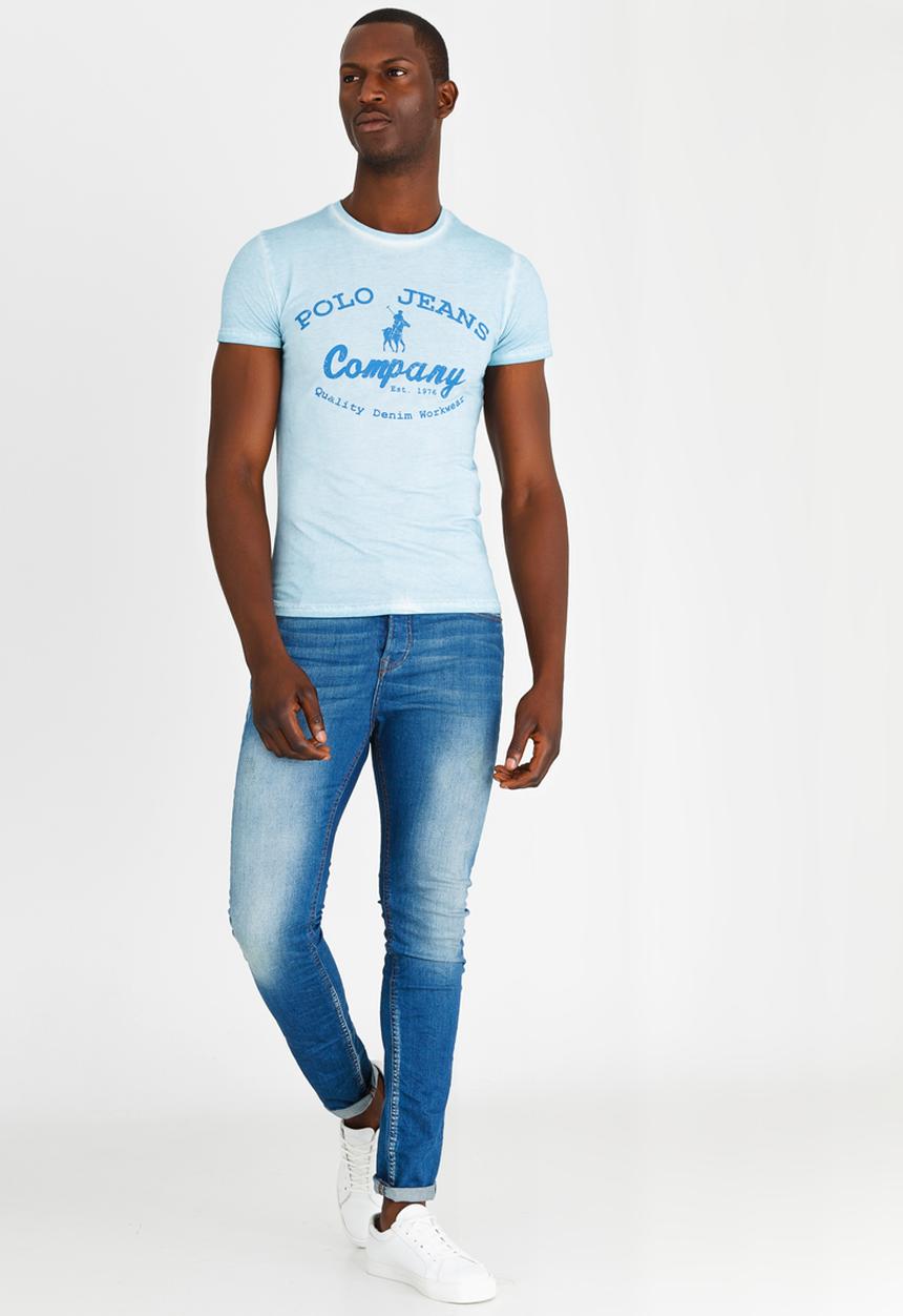 Polo Jeans Co. - Printed Pigment Wash T-Shirt Blue