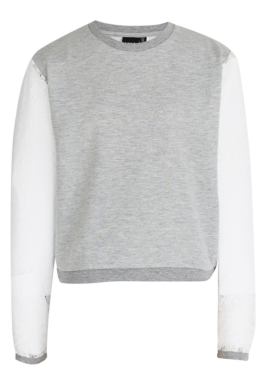 Name It - Lace Combo Sweat Top Grey Melange