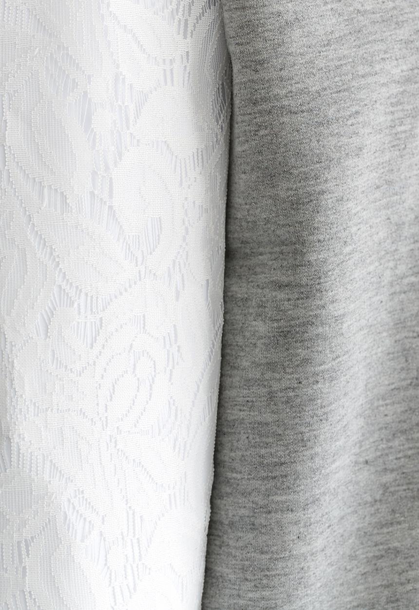 Name It - Lace Combo Sweat Top Grey Melange