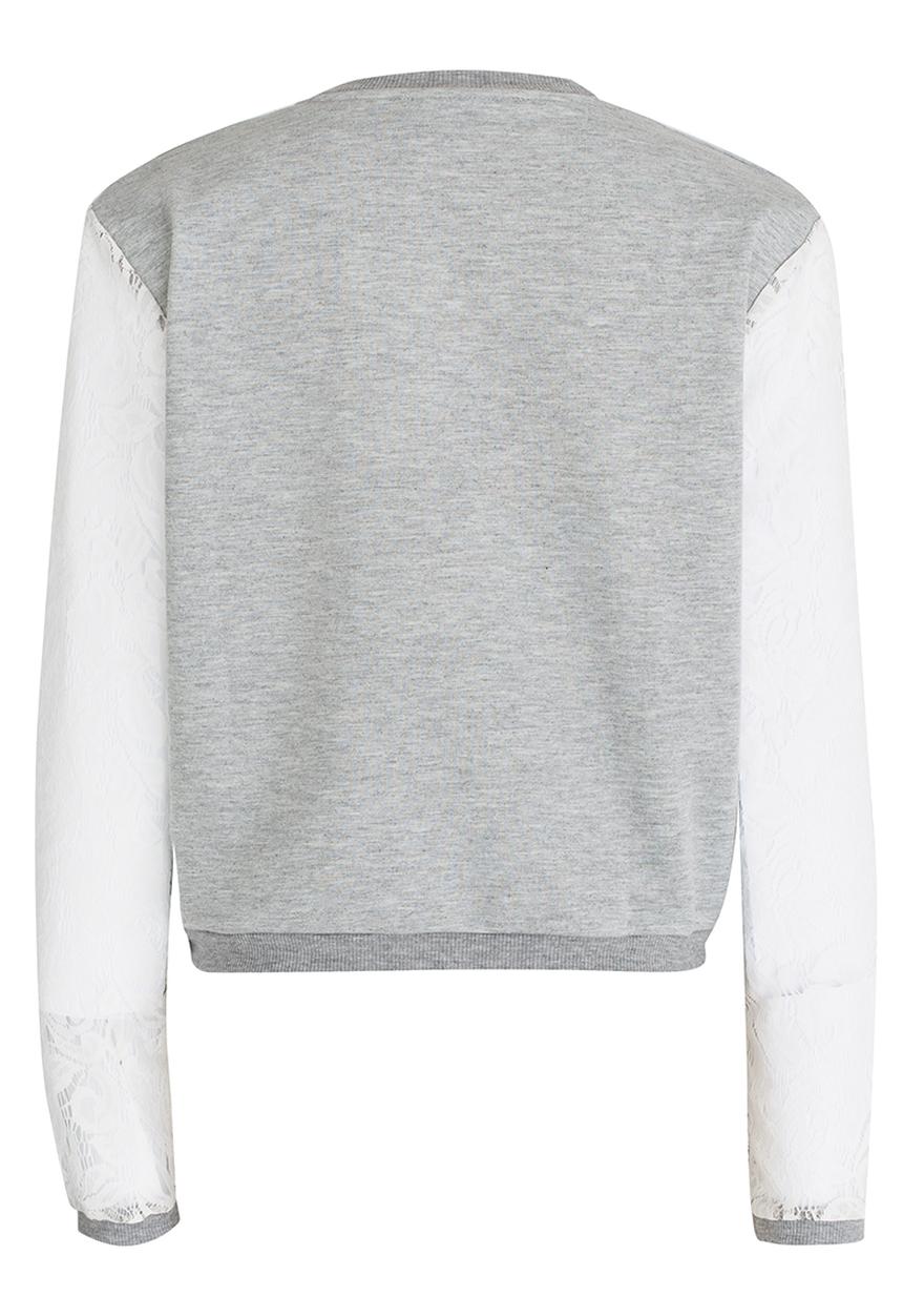 Name It - Lace Combo Sweat Top Grey Melange