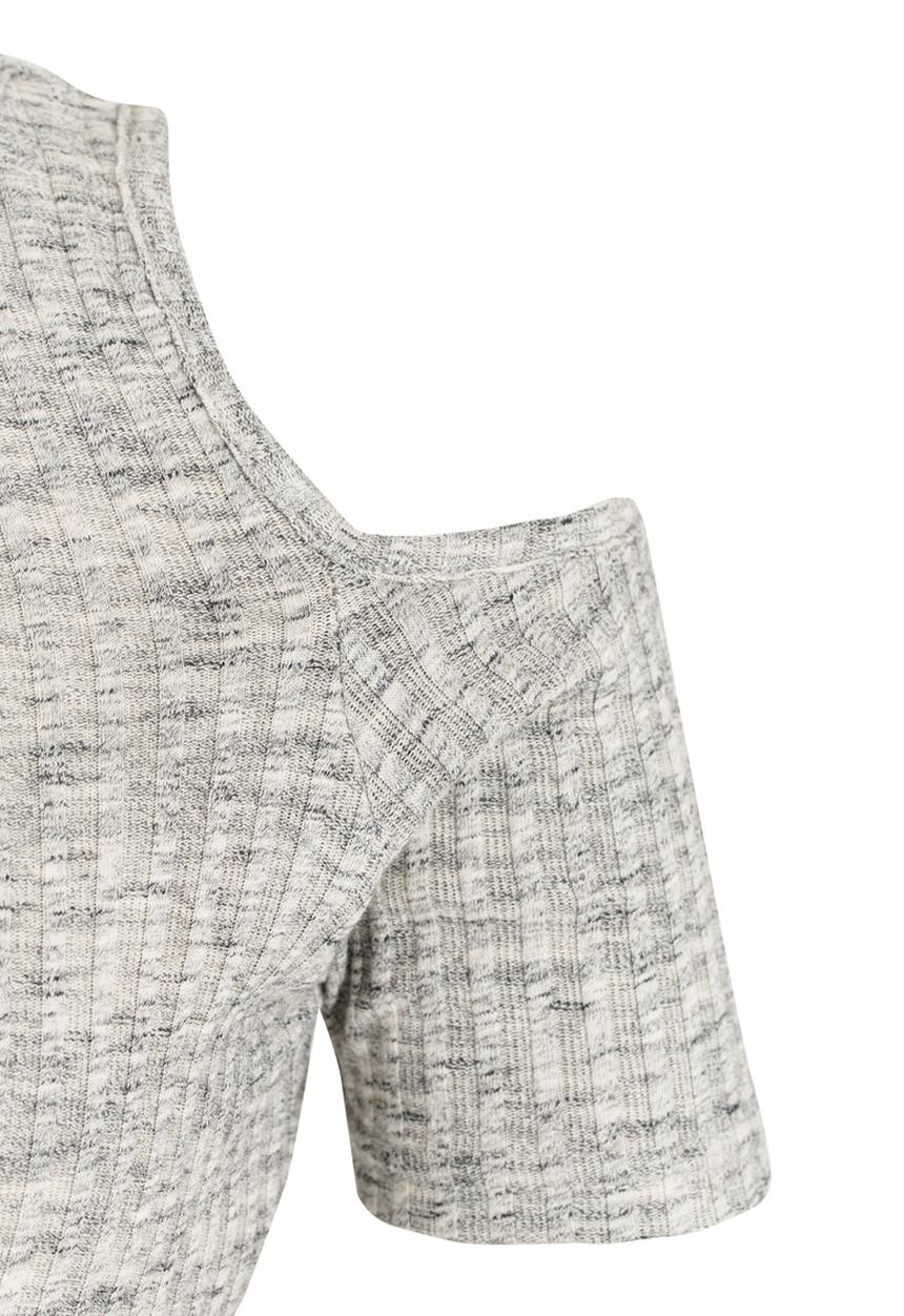 Rebel Republic - Fitted Rib Cold Shoulder Top Grey