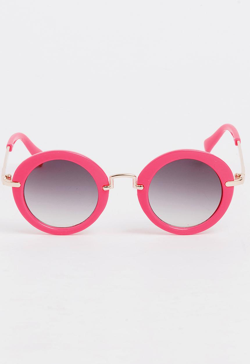 Pop Candy - Girls Round Sunglasses Dark Pink