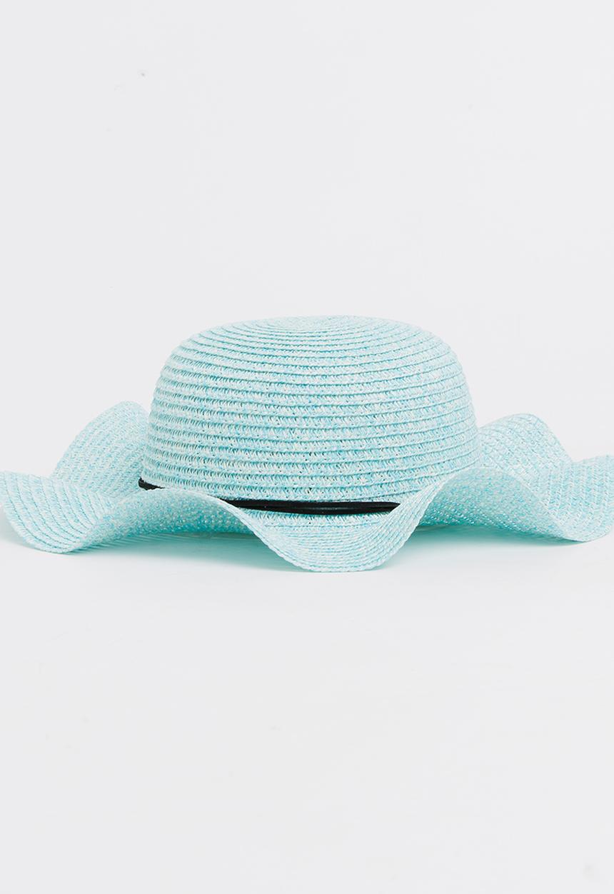Pop Candy - Girls Flower Trim Straw Hat Mint