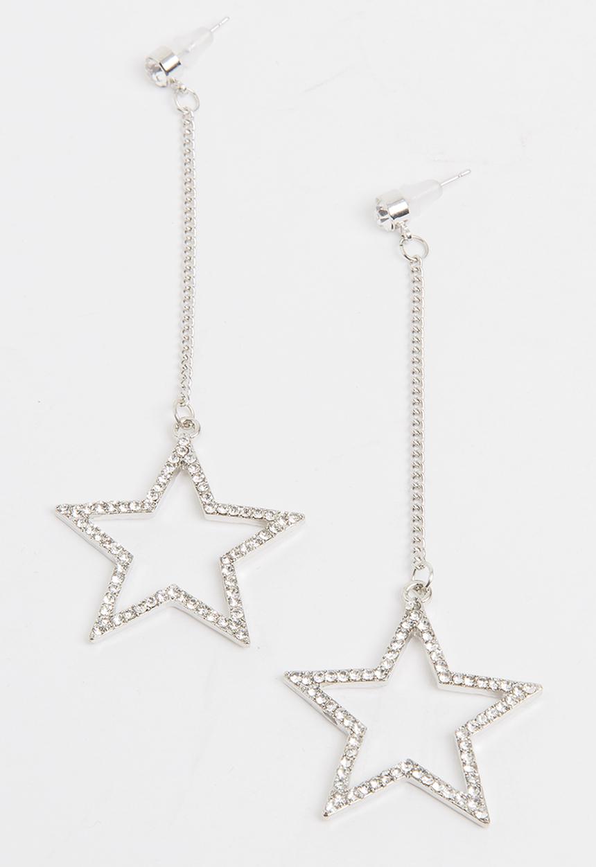 Pop Candy - Girls Star Drop Earrings Silver