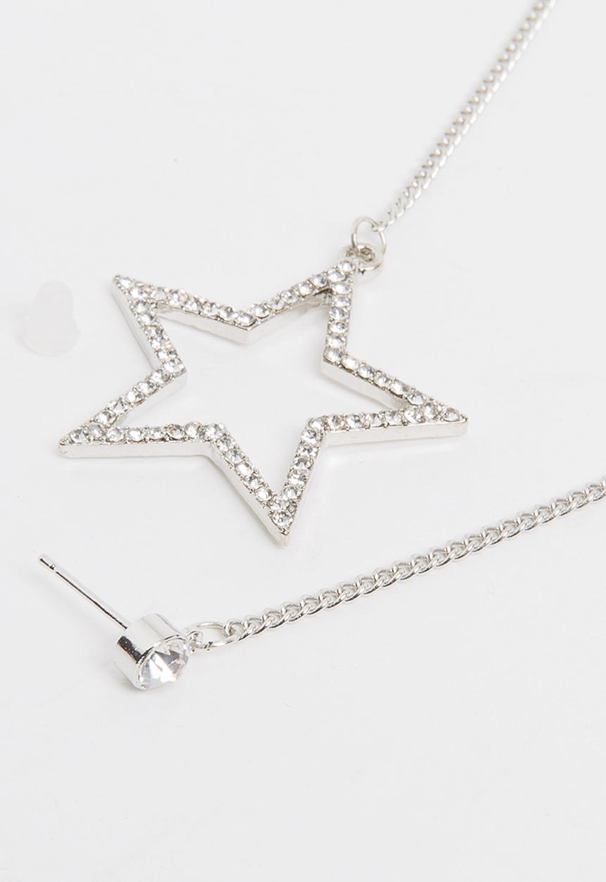 Pop Candy - Girls Star Drop Earrings Silver