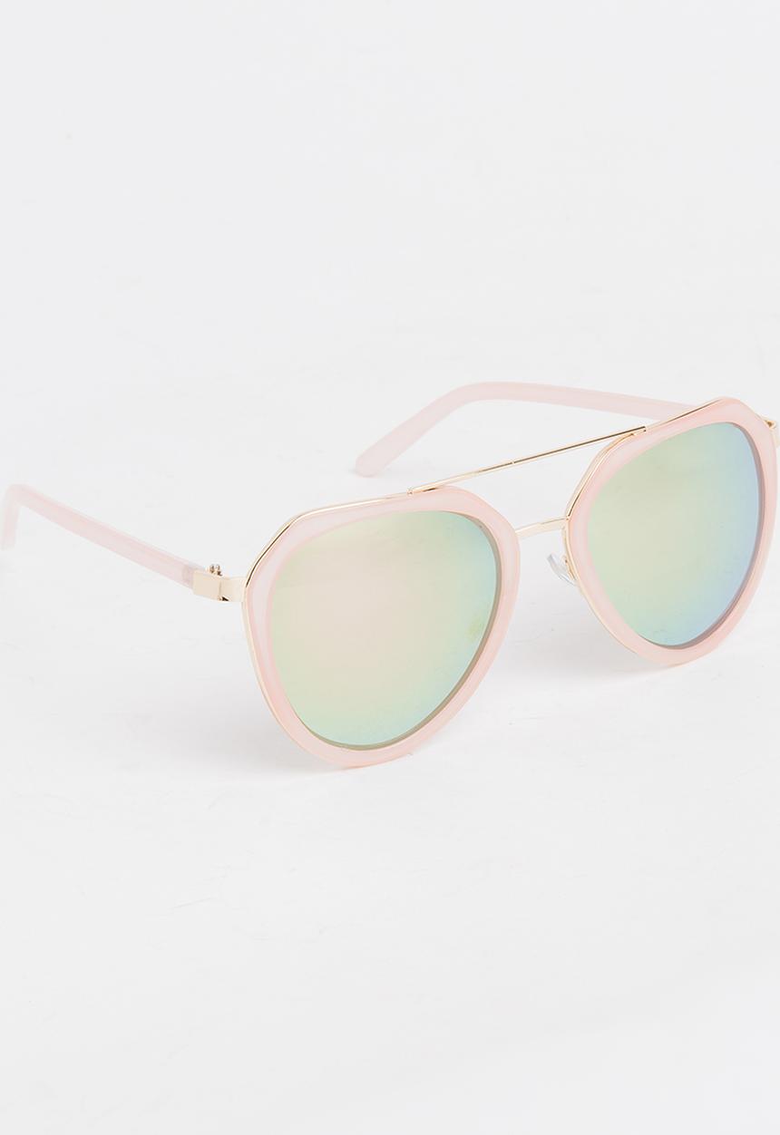 Pop Candy - Girls Mirror Lens Oversize Sunglasses Pale Pink