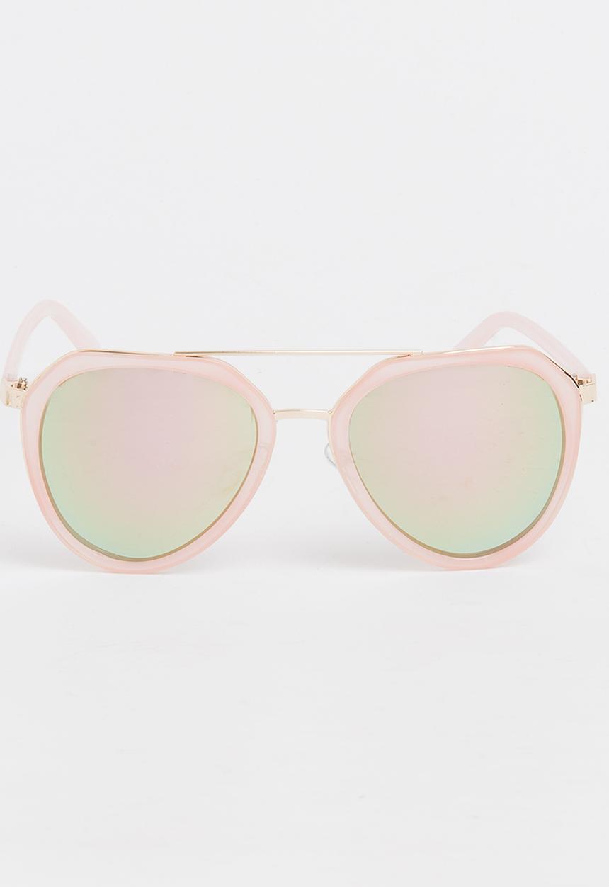 Pop Candy - Girls Mirror Lens Oversize Sunglasses Pale Pink