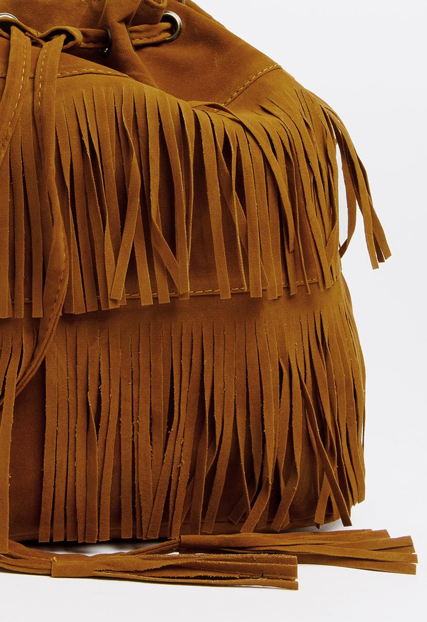 Pop Candy - Girls Fringe Pouch Handbag Tan