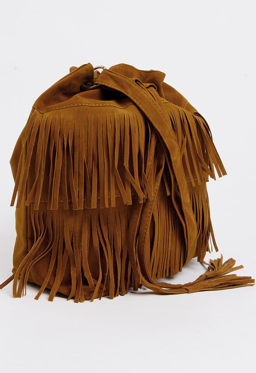 Pop Candy - Girls Fringe Pouch Handbag Tan