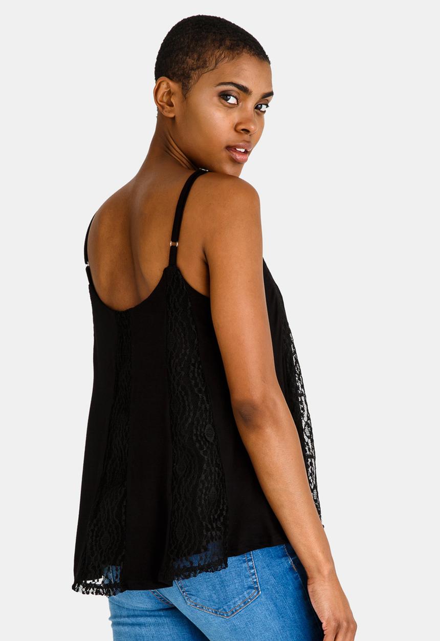 edit - Lace Inset Cami Black