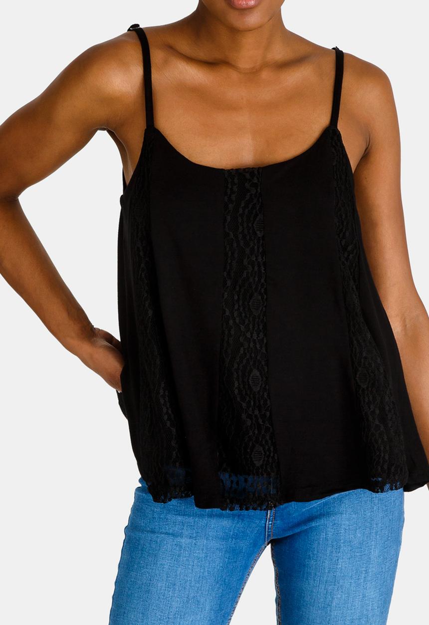 edit - Lace Inset Cami Black